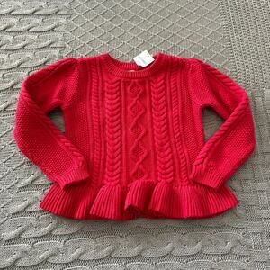 NWT Gap Red Cable Knit Peplum Sweater ~ 4
